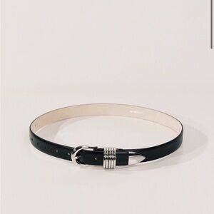 Black Leather Belt with Silver Buckle